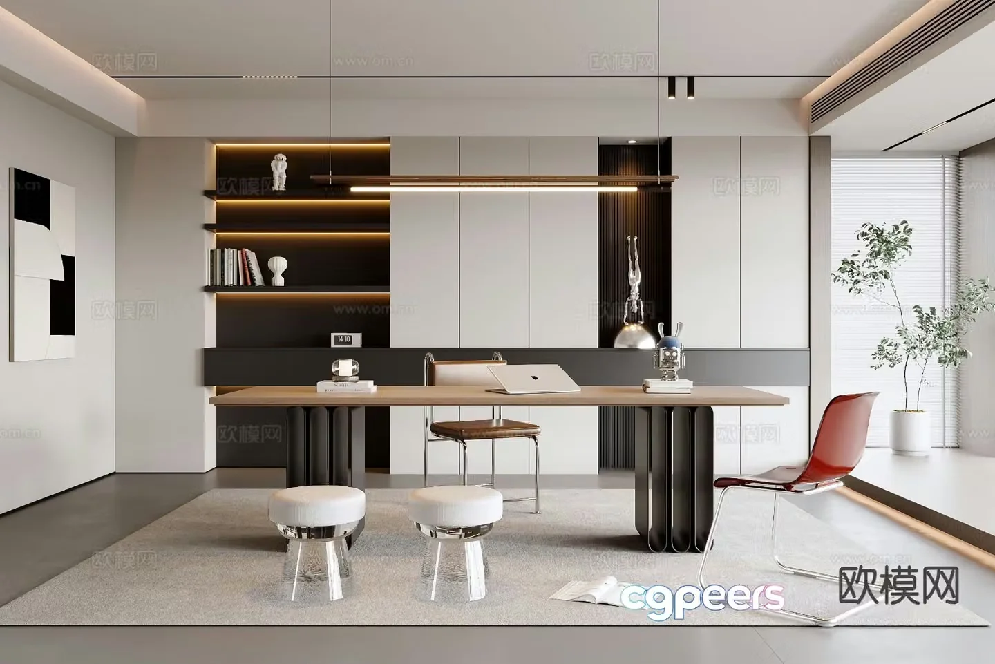 Modern study room 3d model