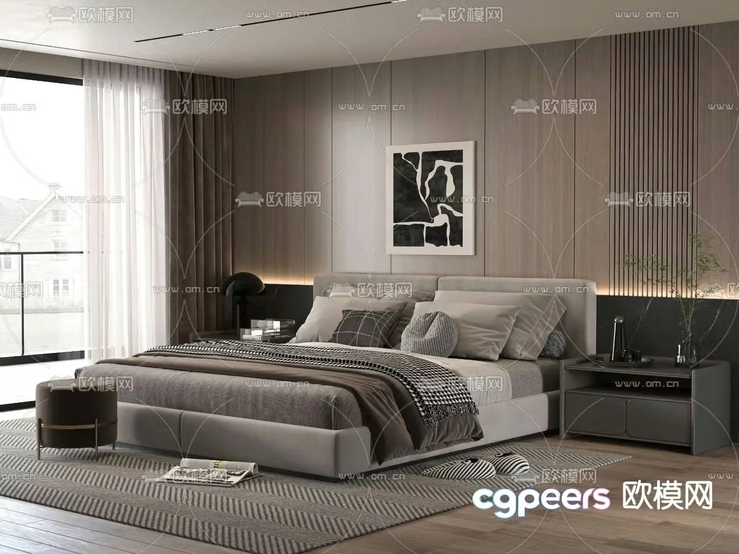 Minotti modern double bed 3d model