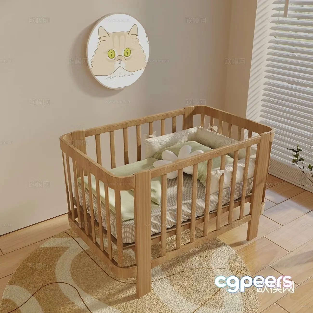 Modern log wind crib crib 3d model