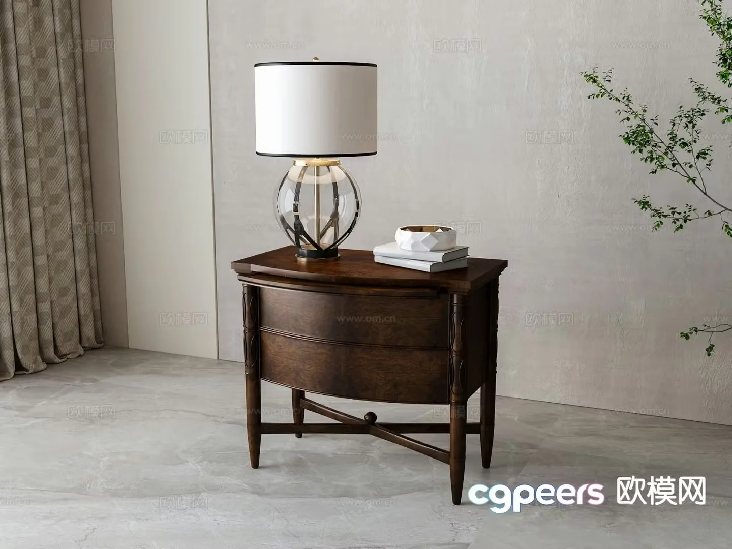 American bedside table 3d model