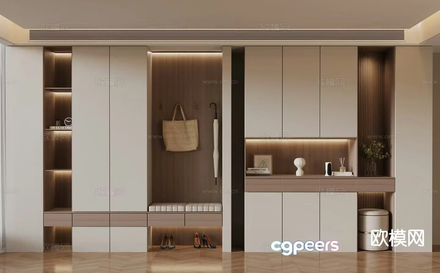 Modern partition shoe cabinet entrance shoe cabinet top shoe cabinet 3D model