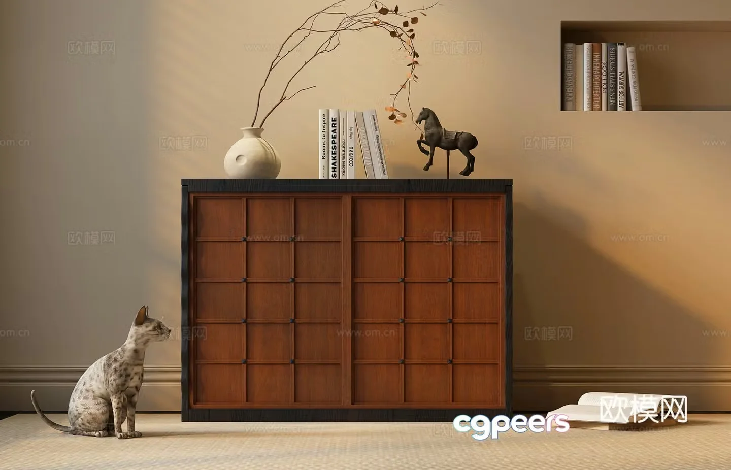 Wabi-sabi entrance cabinet 3d model