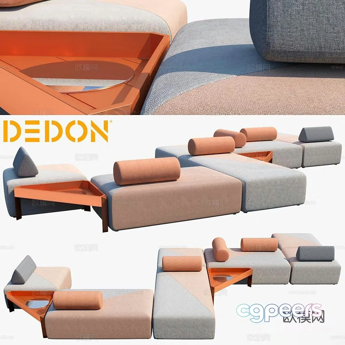 Dedon multi-person sofa modular sofa 3d model