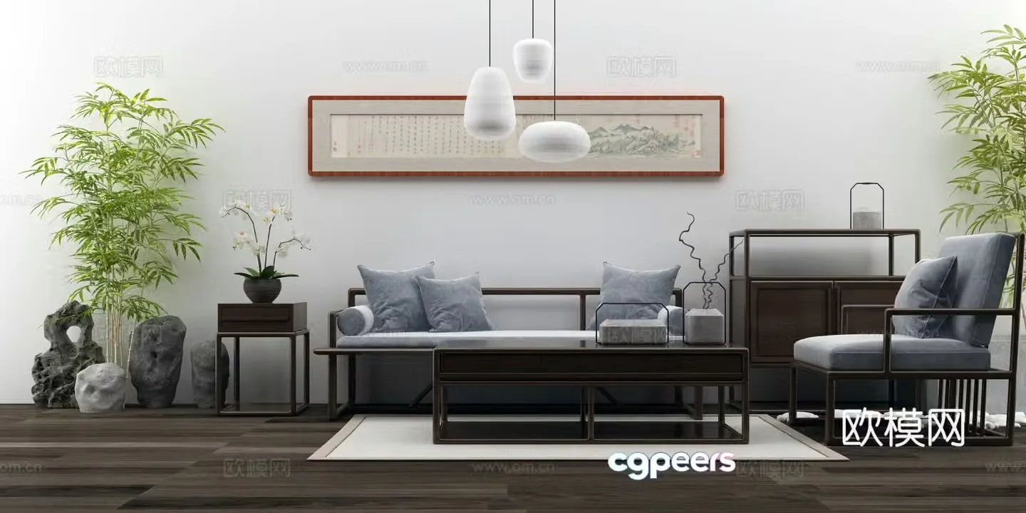 New Chinese style living room sofa 3D model