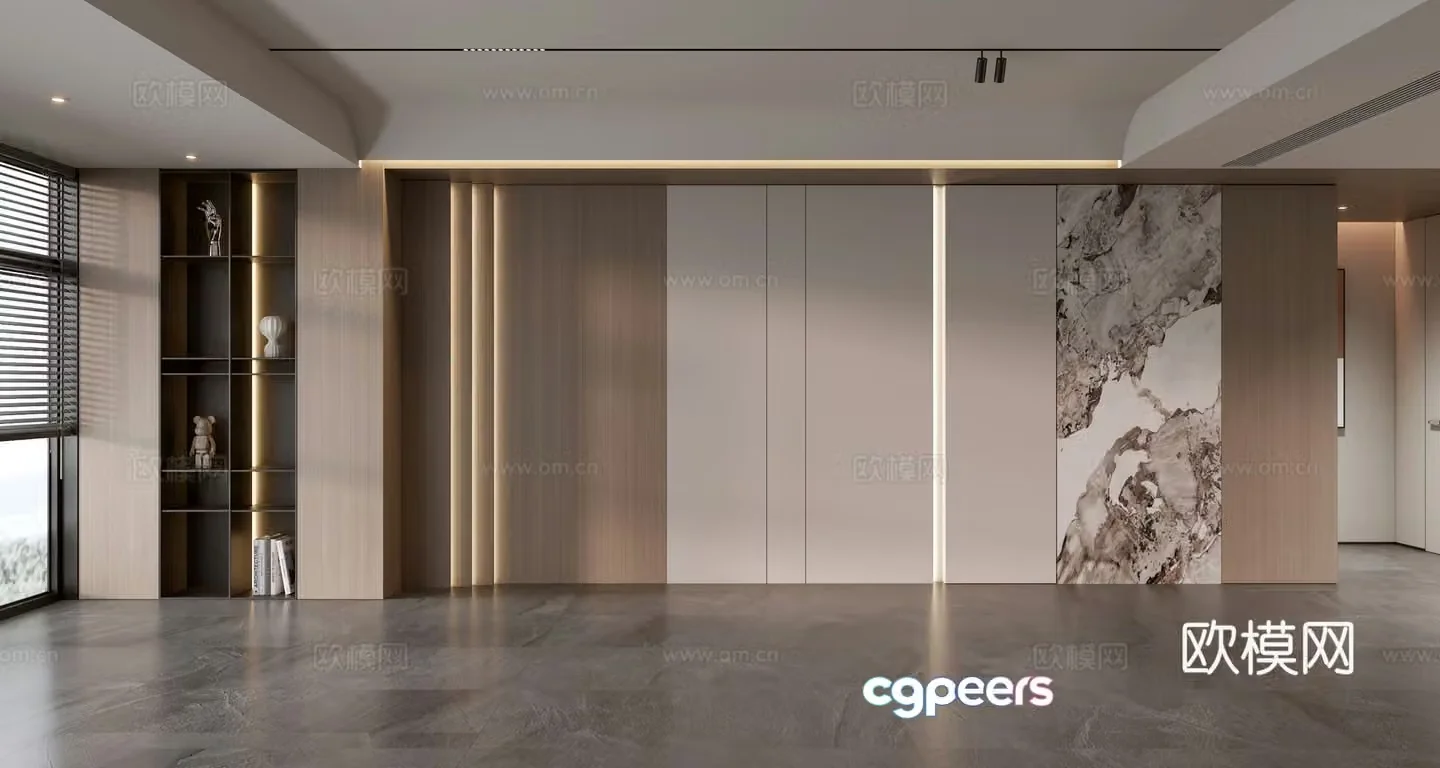 Modern sofa background wall whole wall cabinet 3d model
