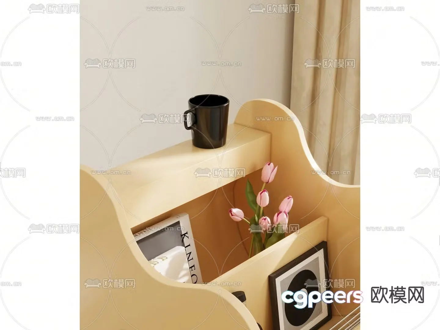 Bedside table side cabinet 3d model