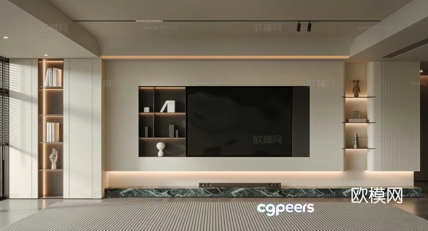 Modern TV wall 3d model