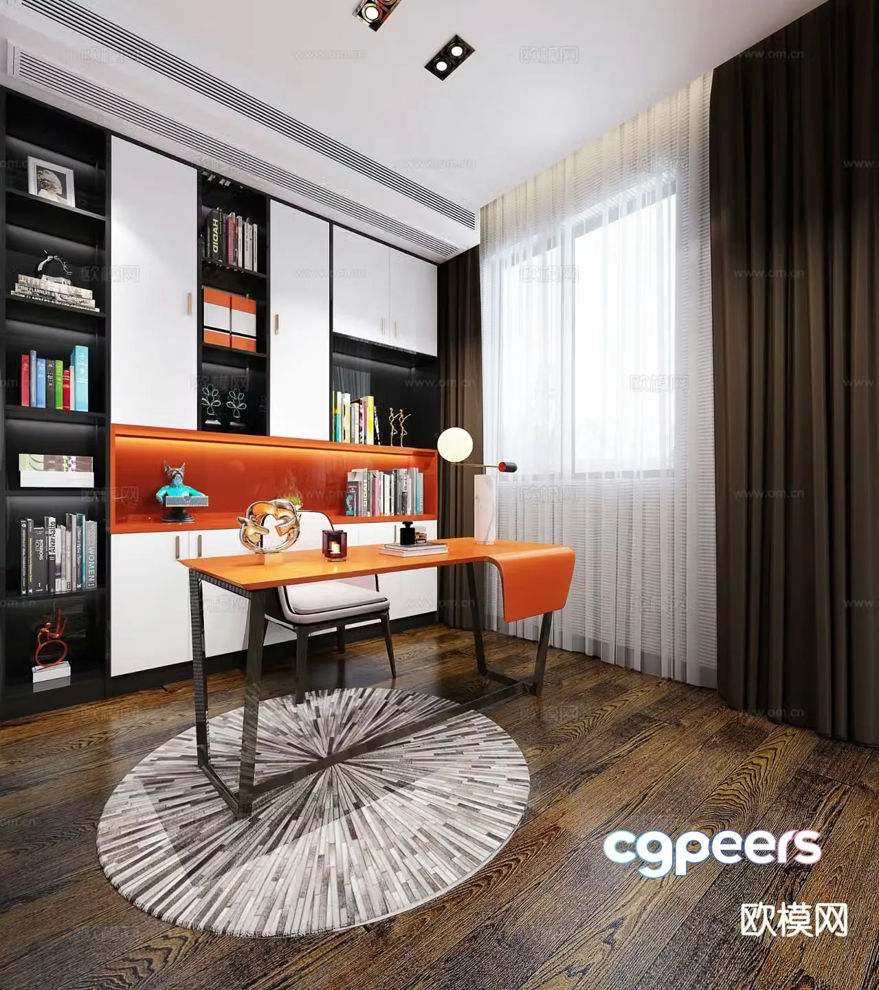 Modern study room 3d model