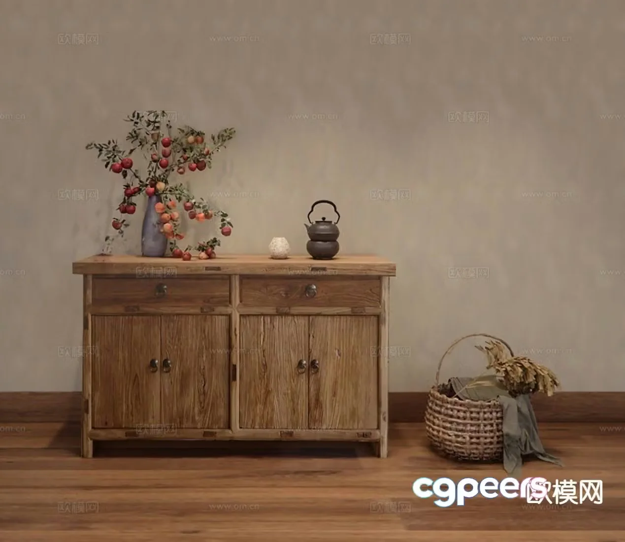 Wabi-sabi chest of drawers 3D model