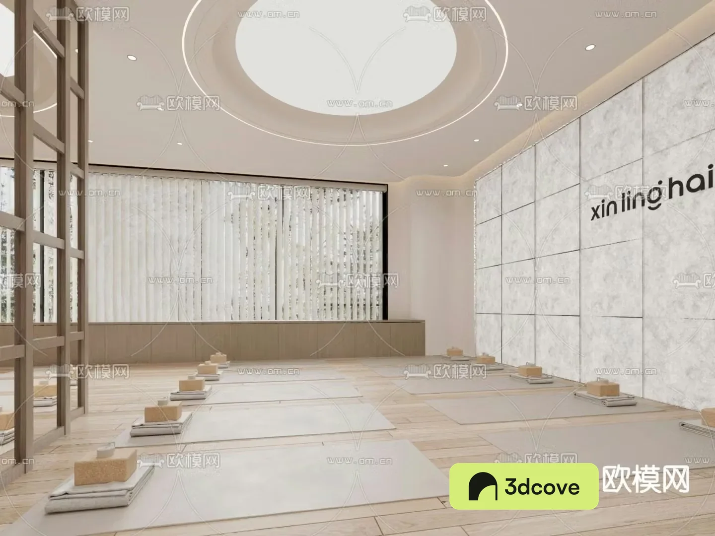 Modern yoga classroom