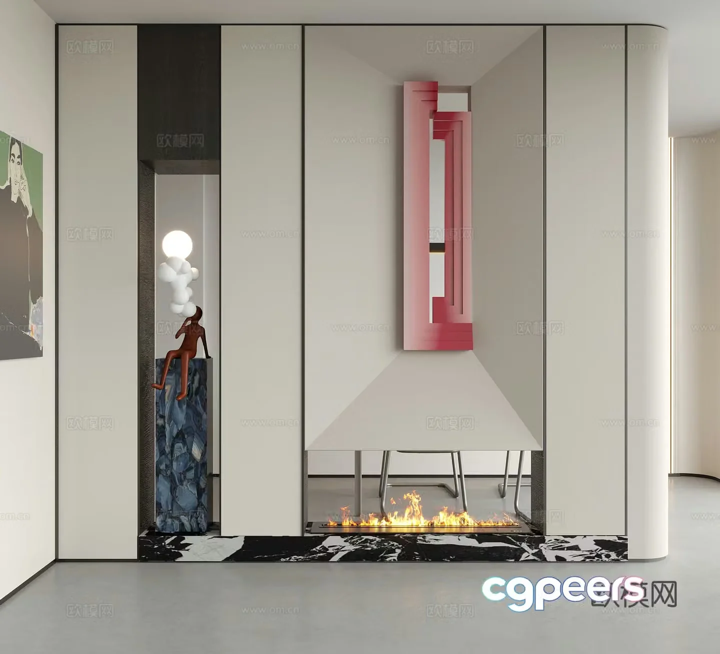 Modern decorative entrance door entrance sculpture ornaments fireplace 3d model