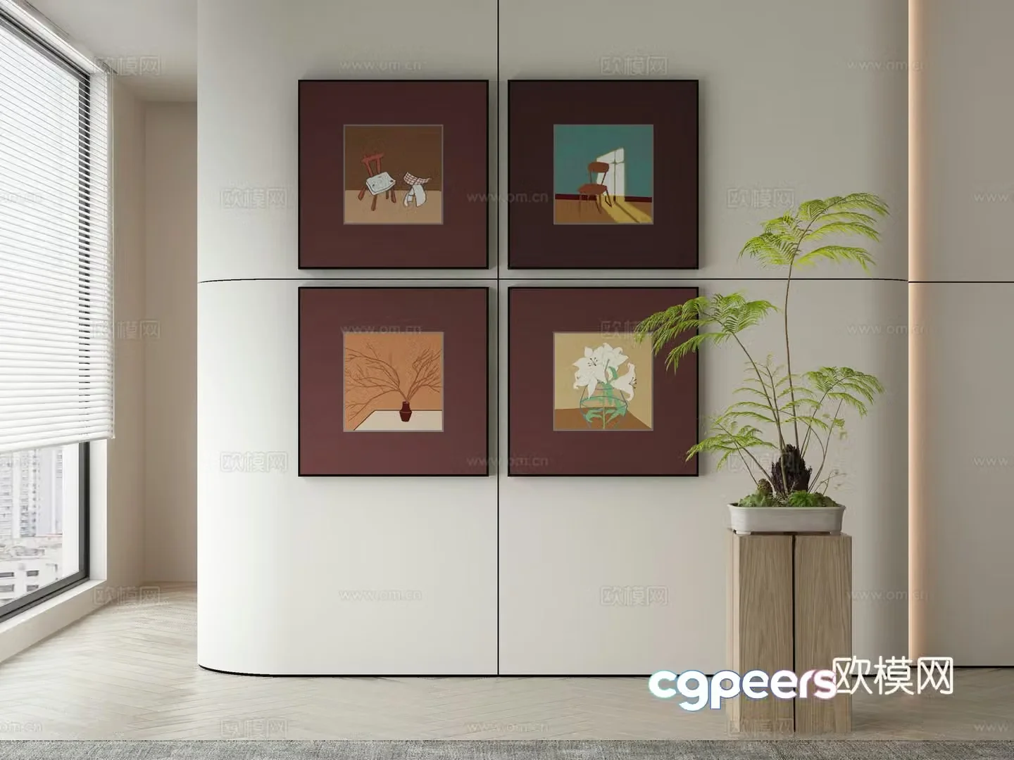 Modern Wasabi Hanging Painting Oil Painting 3D Model