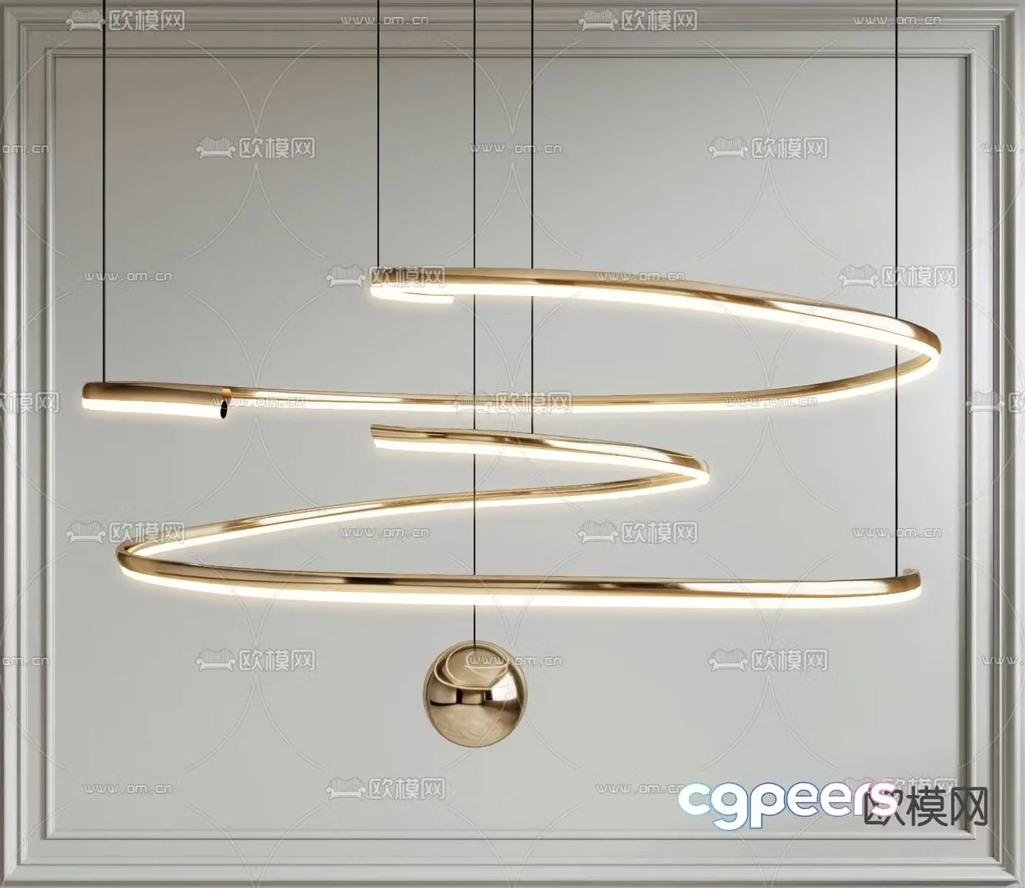 Light luxury chandelier ring chandelier 3d model