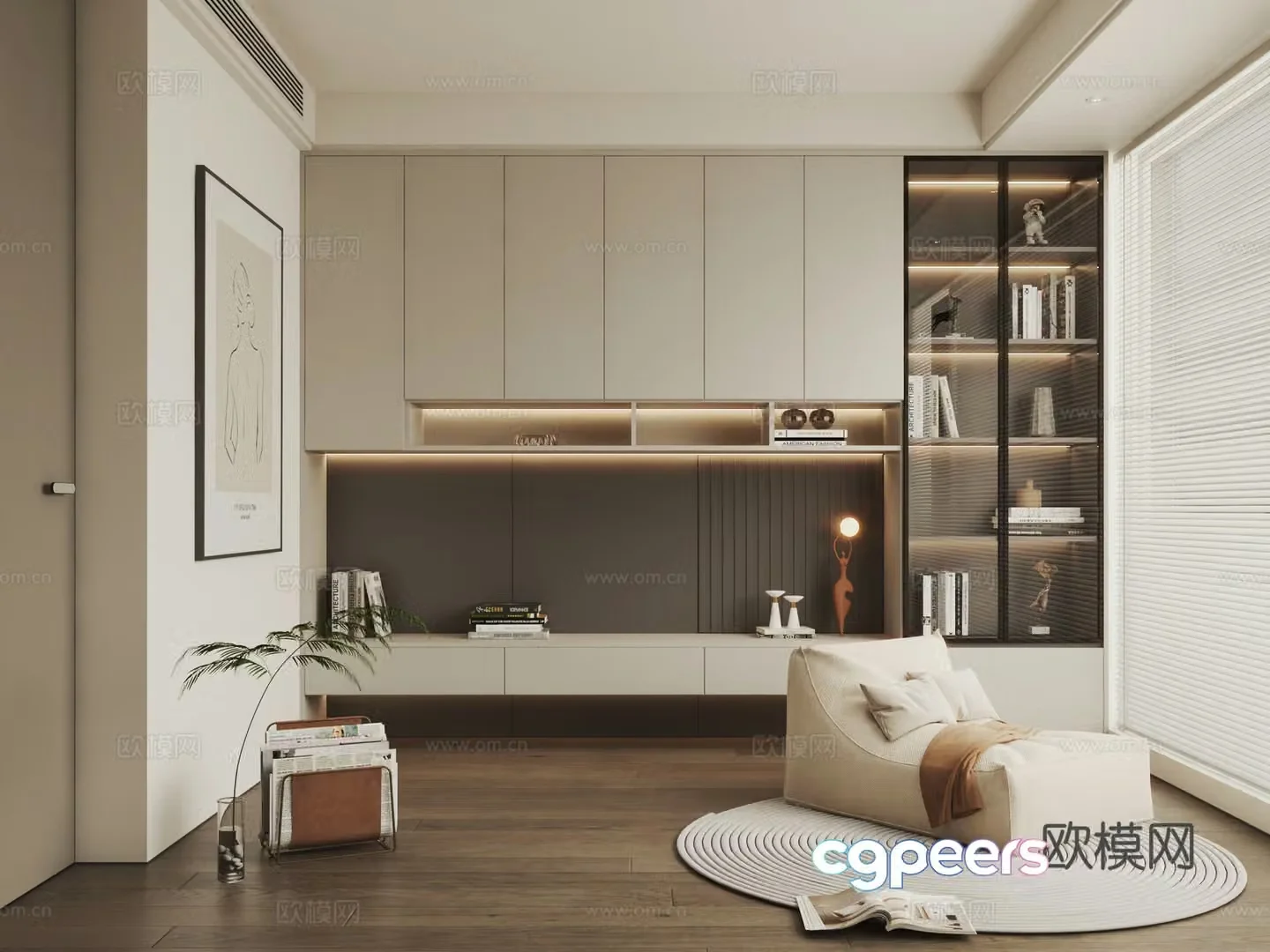 Modern decorative cabinet bookcase sideboard sideboard 3D model