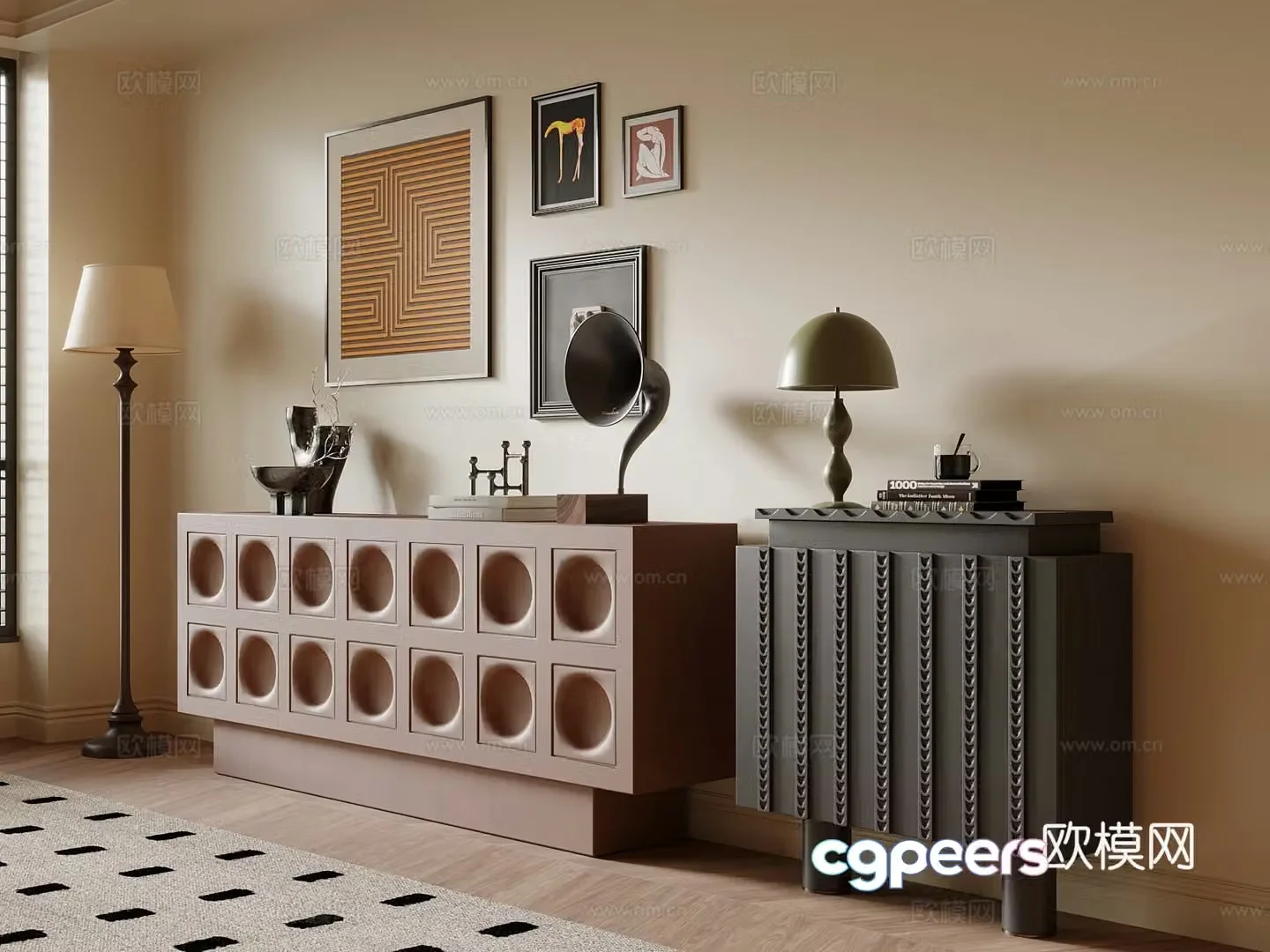 12 Middle Style Side Cabinet 3D Model