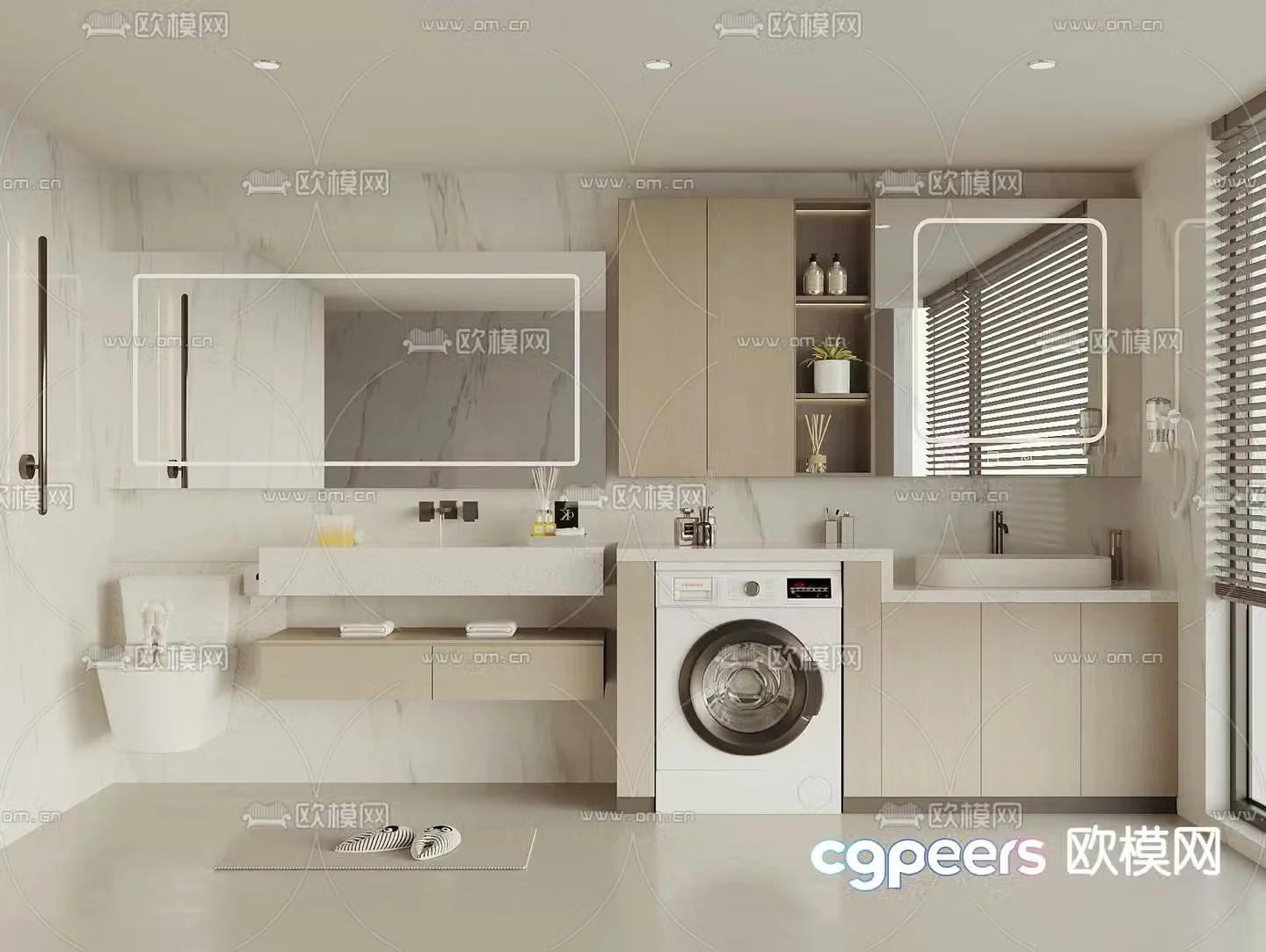 Bathroom cabinet washing machine cabinet 3d model