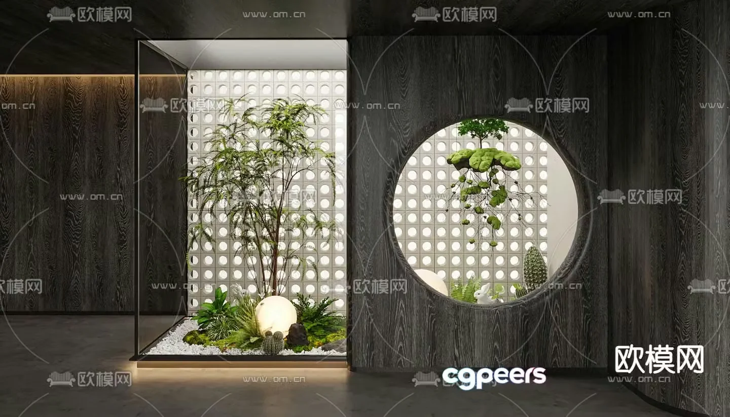 Indoor landscape plant landscaping hanging green plants 3d model