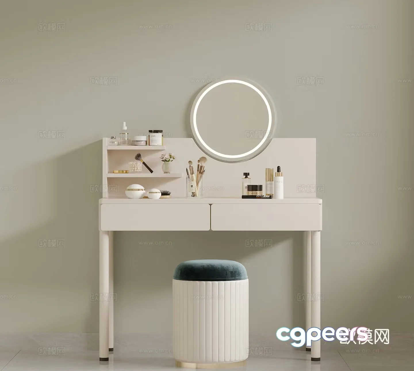 Cream style dresser 3d model