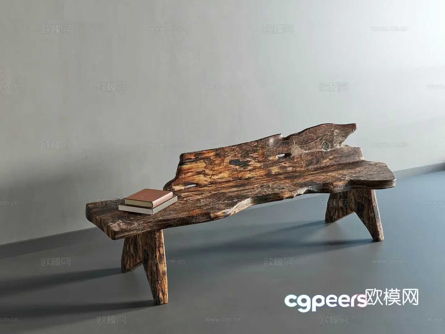 Wasabi old wooden bench 3d model