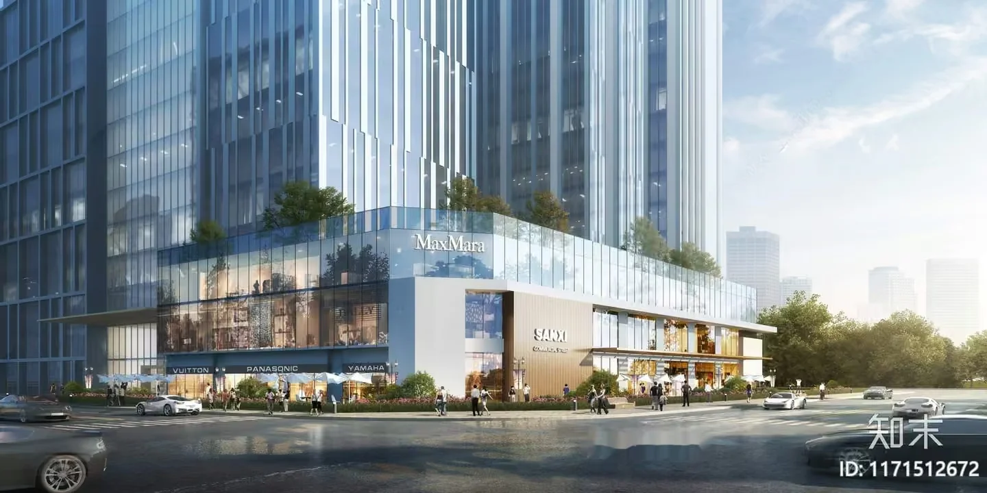 A Modern Glass Building 3D Model – 9673 – VRAY Render