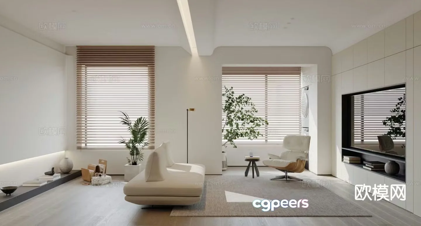 Cream style living room 3d model