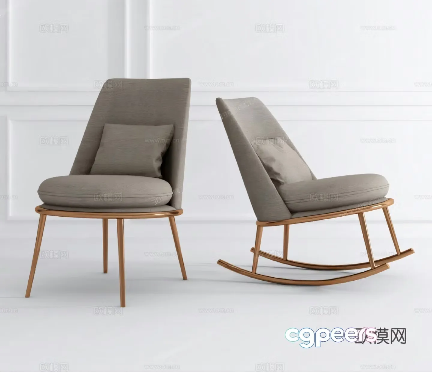 Modern rocking chair single chair dining chair seat leisure chair 3d model