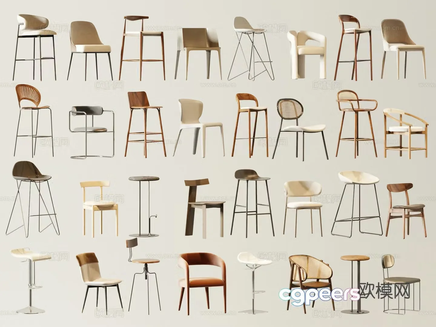 Modern single chair dining chair casual chair 3D model