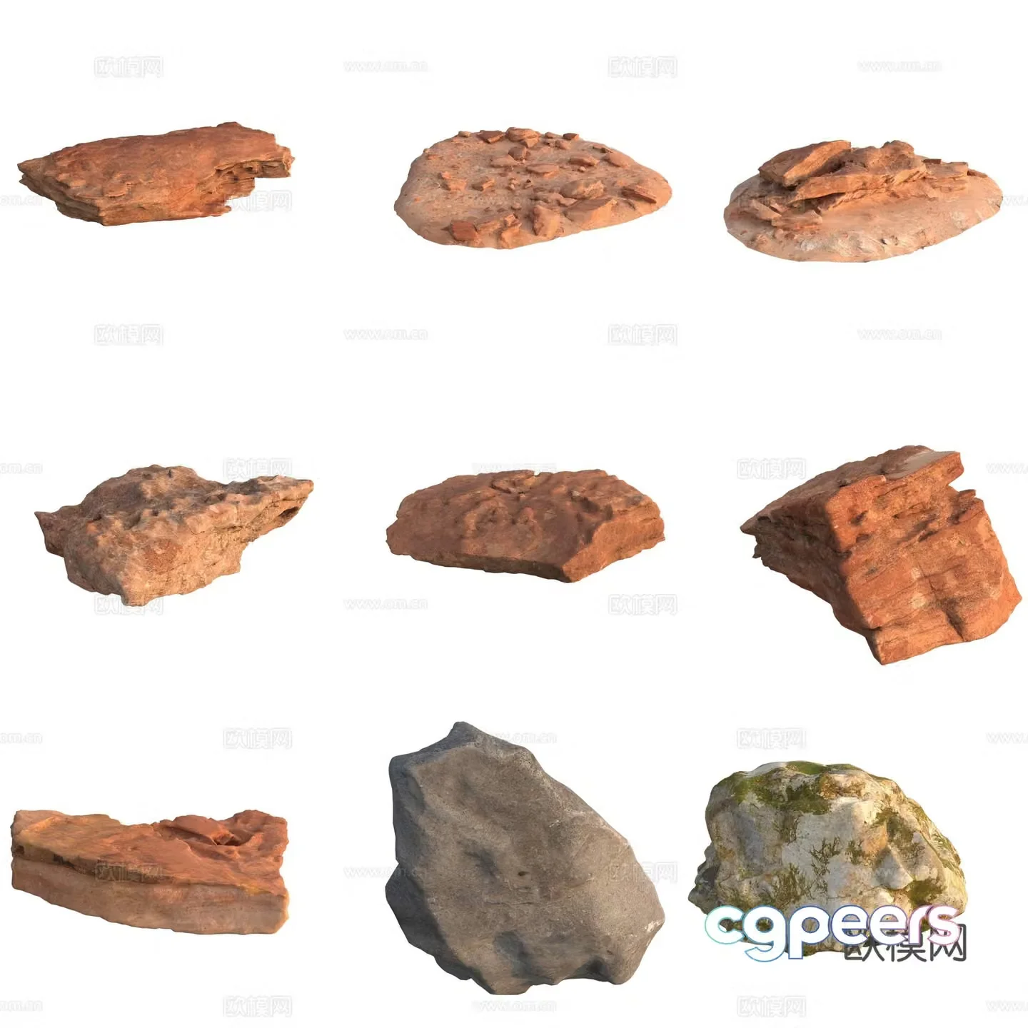 Sandstone stone pile stone wall huge stone large stone 3d model