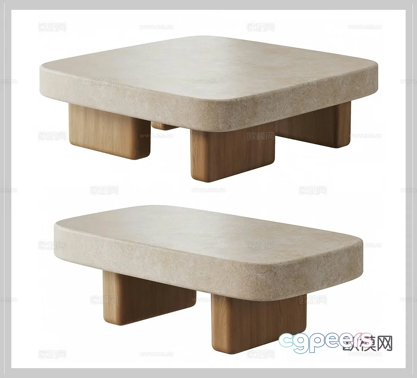 Coffee table combination Stone coffee table Square coffee table Rock panel coffee table Middle ancient coffee table Wasabi style coffee table 3D model