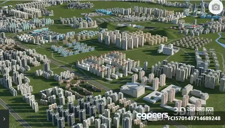 A 3D Cityscape With Tall Buildings 3D Model – 1770 – VRAY Render