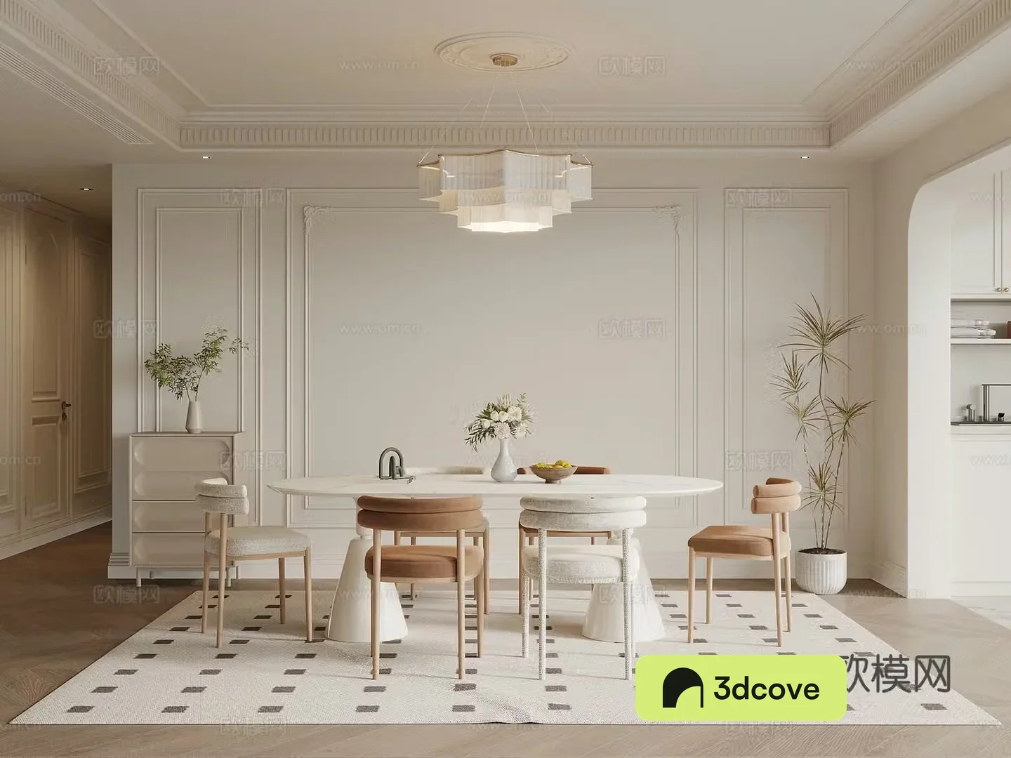 French cream style restaurant dining table and chair combination
