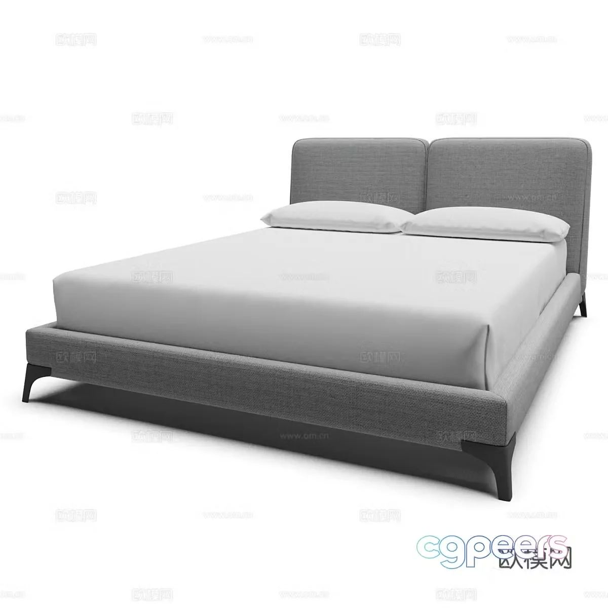 Modern simple double bed Double bed Simple bed Bedroom bed Pillow 3D model