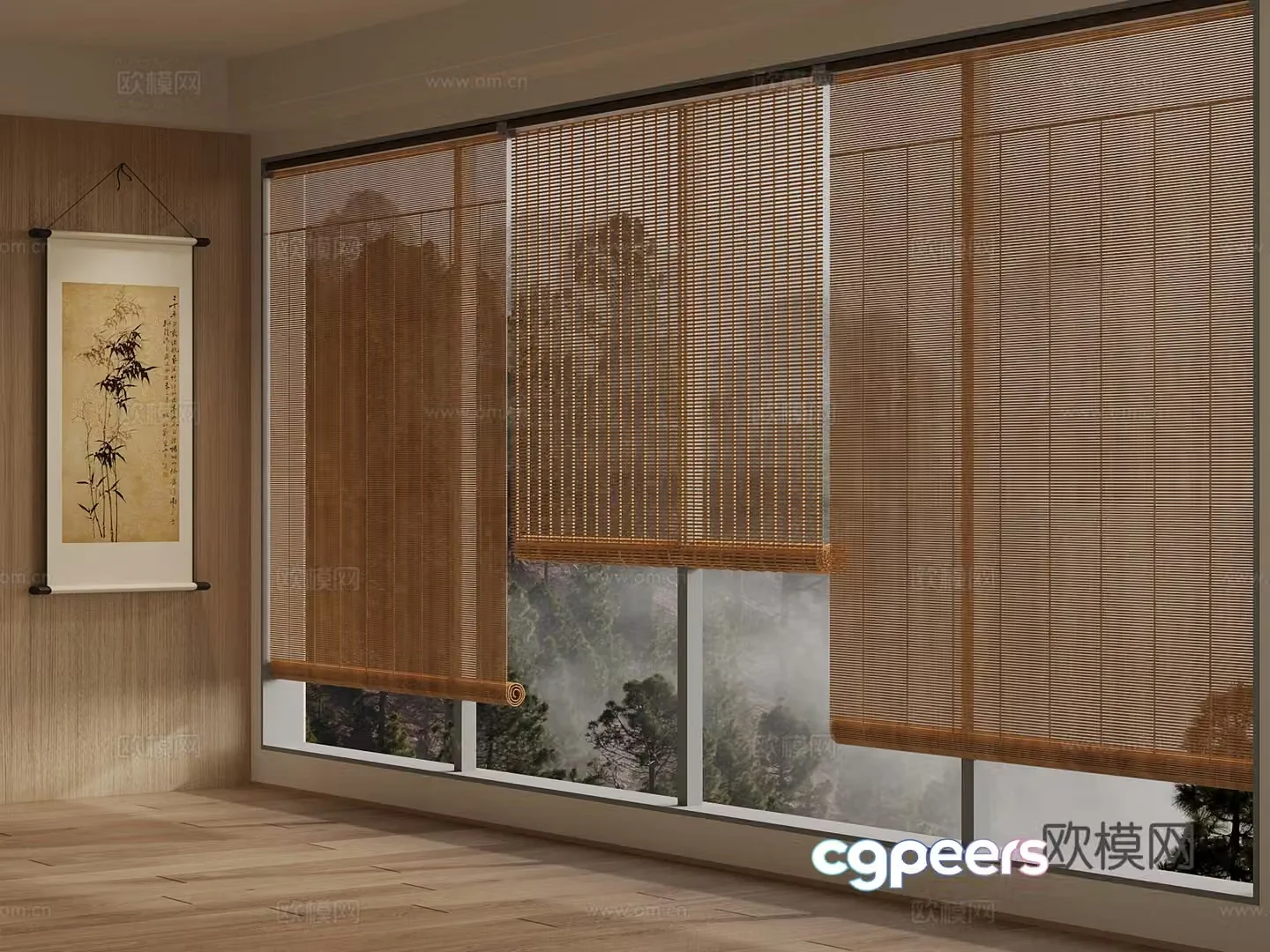 16 new Chinese style roller blinds curtains hanging painting 3D model