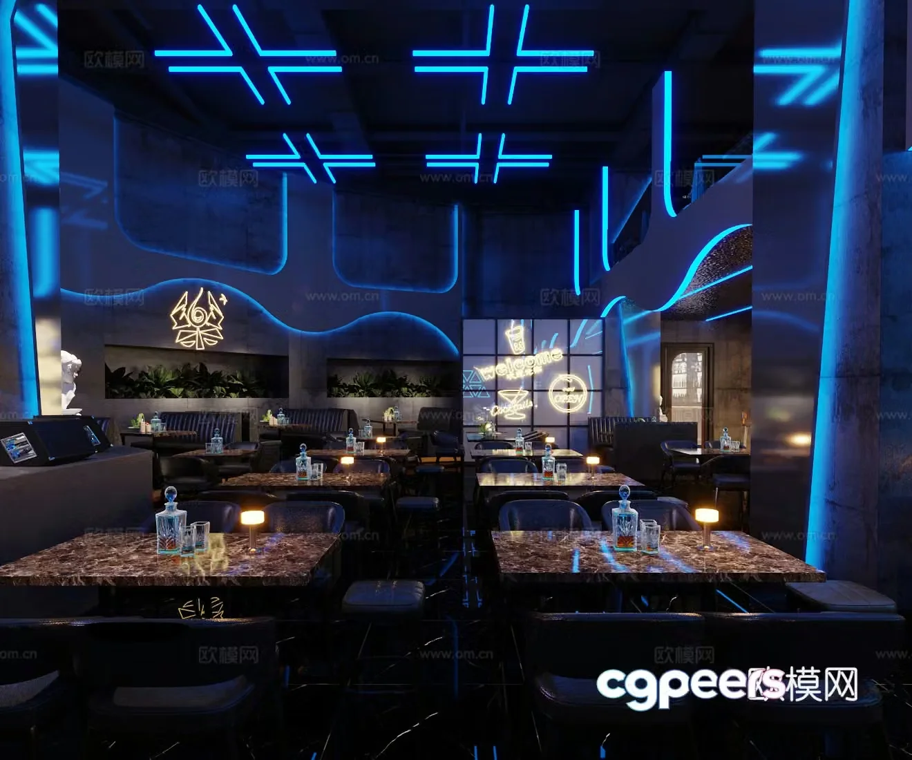 Modern bar nightclub disco 3d model