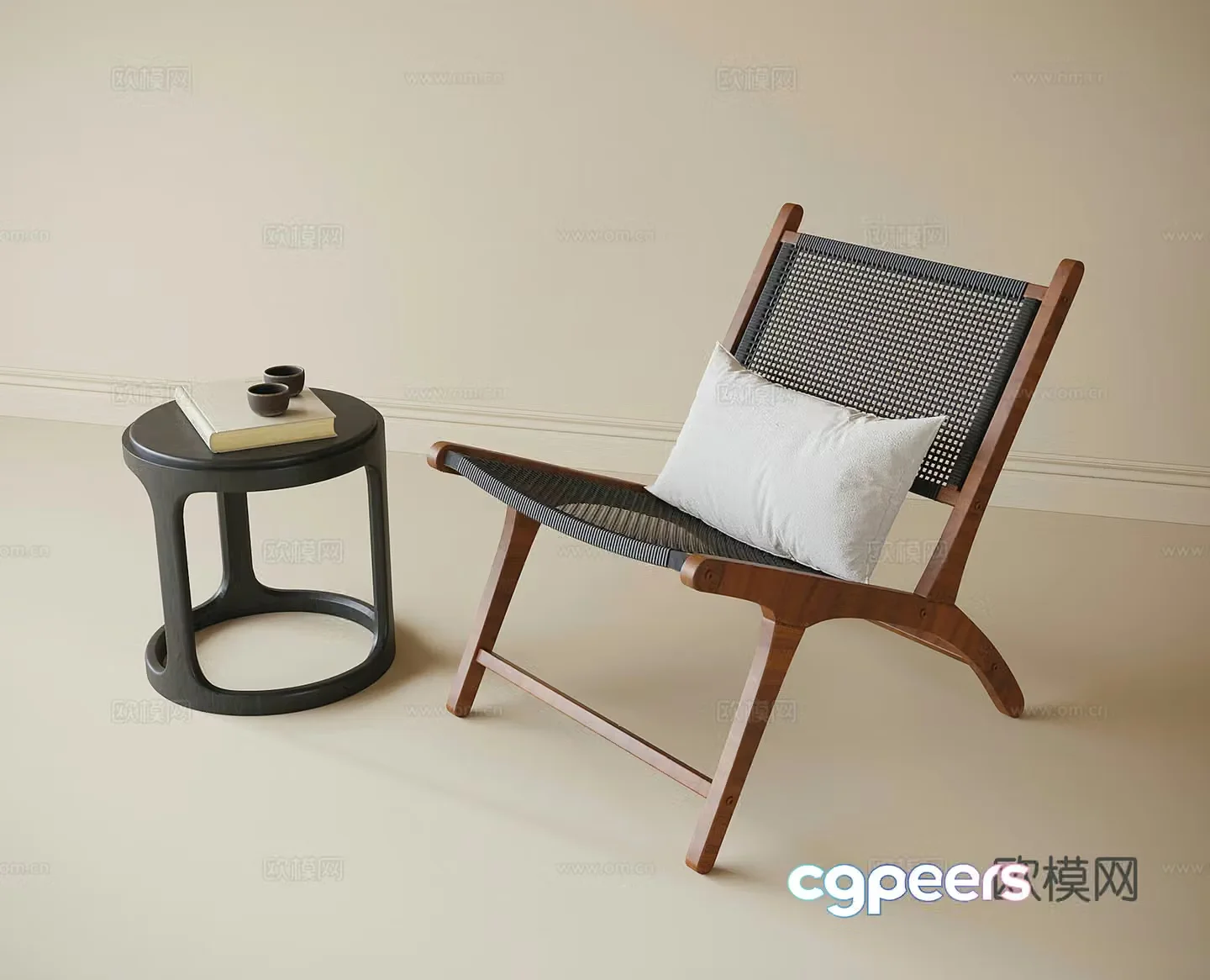 Modern casual chair Single chair Side angle 3D model