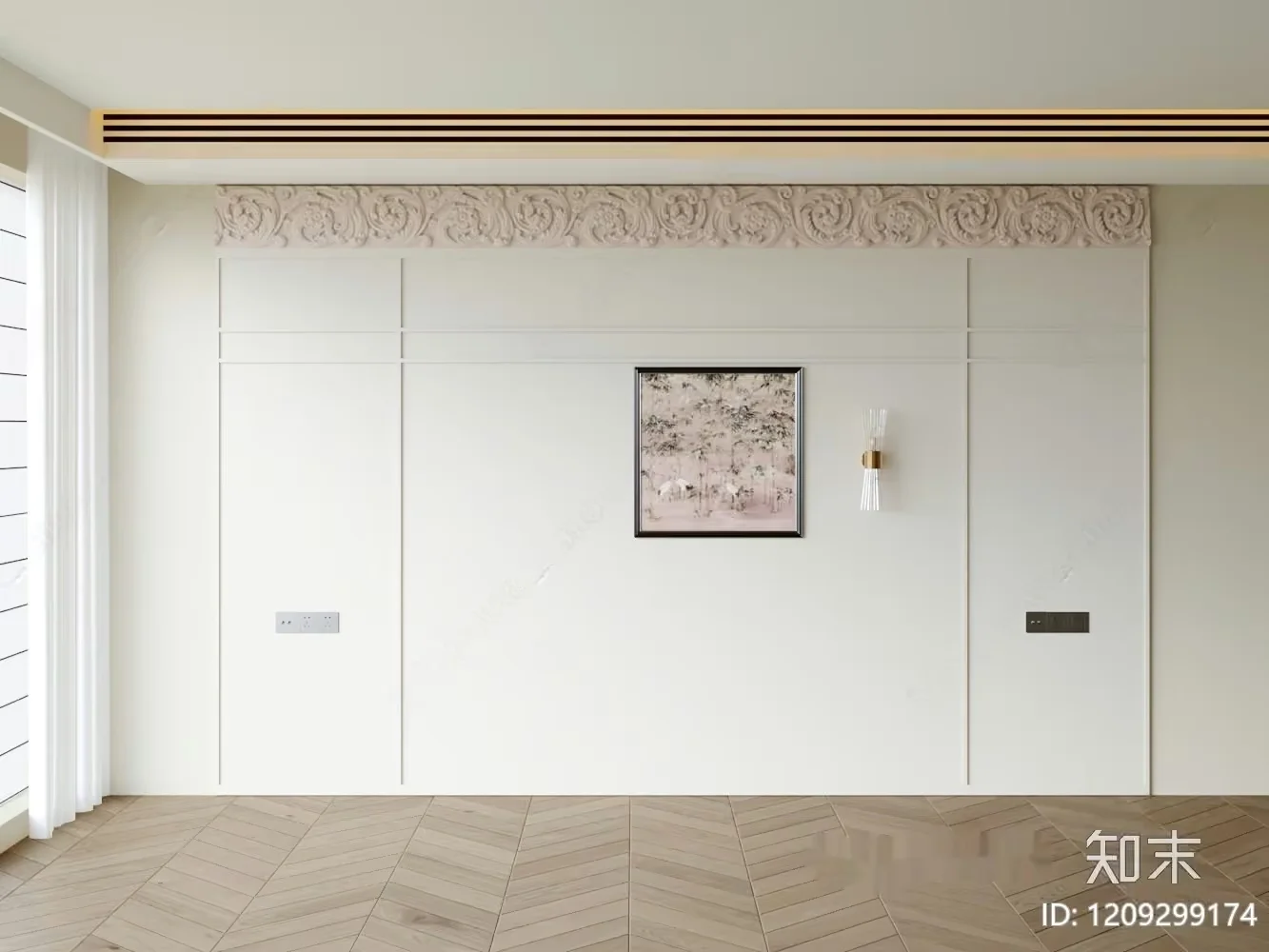 White Wall With A Picture 3D Model – 10169 – VRAY Render