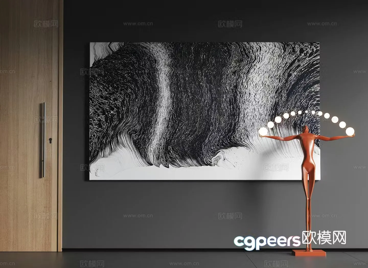 Modern large-scale hanging paintings Modern abstract hanging paintings Modern minimalist hanging paintings Modern black and white hanging paintings 3D model