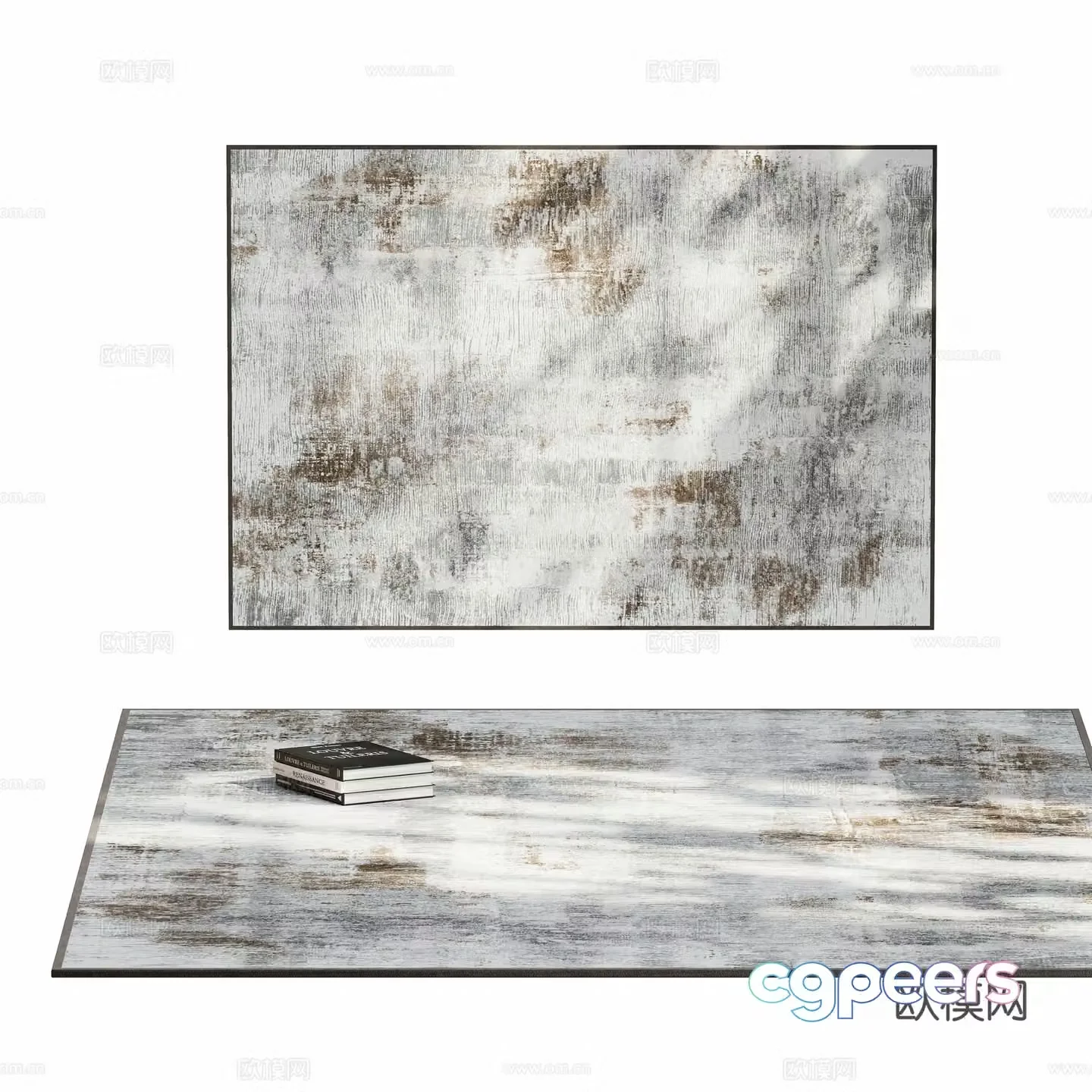 Modern living room art abstract carpet 3d model