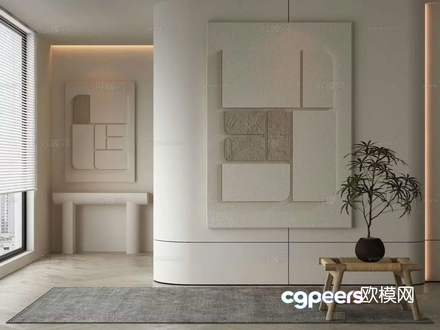 Modern texture painting decorative painting 3d model