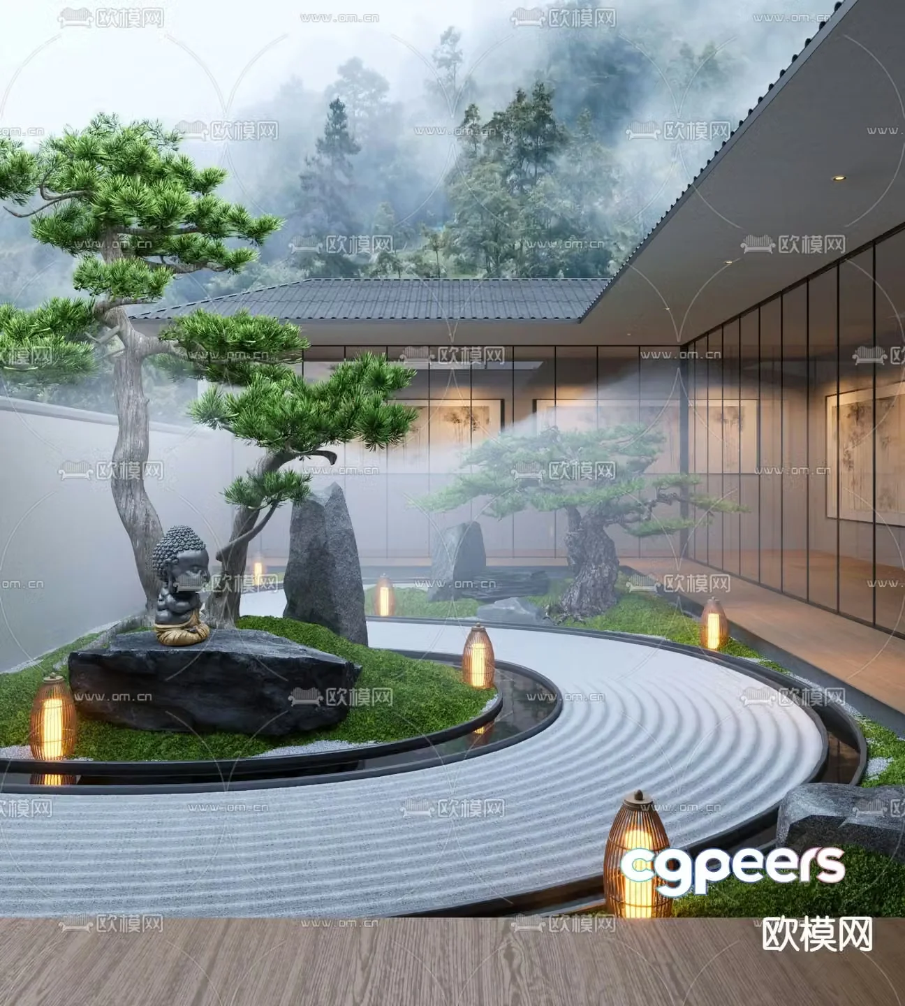 Courtyard Landscape Courtyard Dry Landscape 3D Model