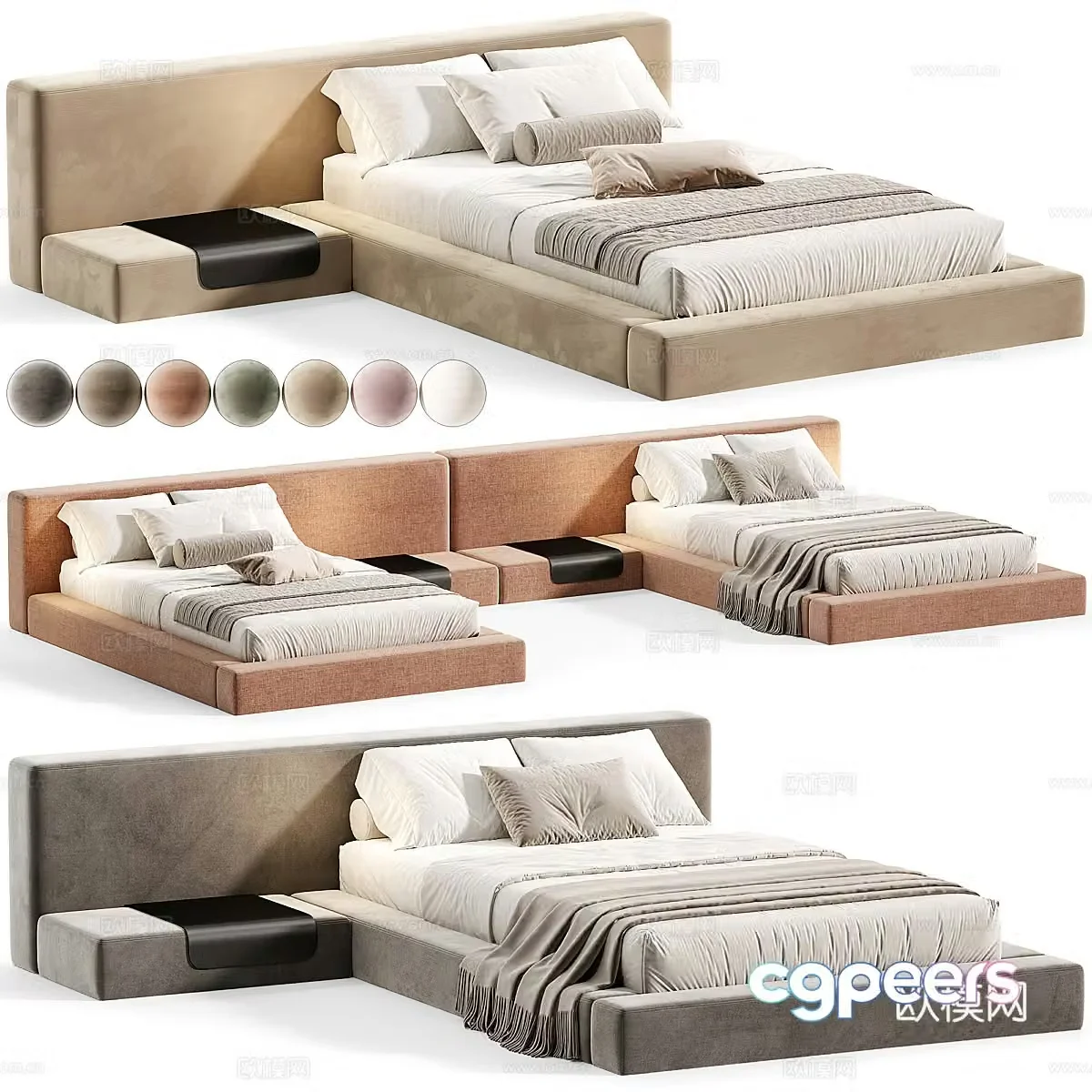 Modern Cream Style Tetris Double Children’s Bed 3D Model