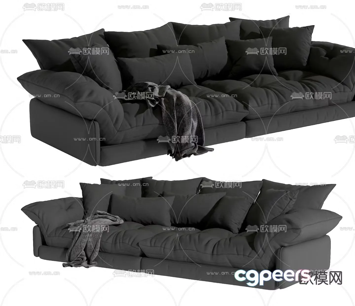 Double sofa upholstered sofa 3d model
