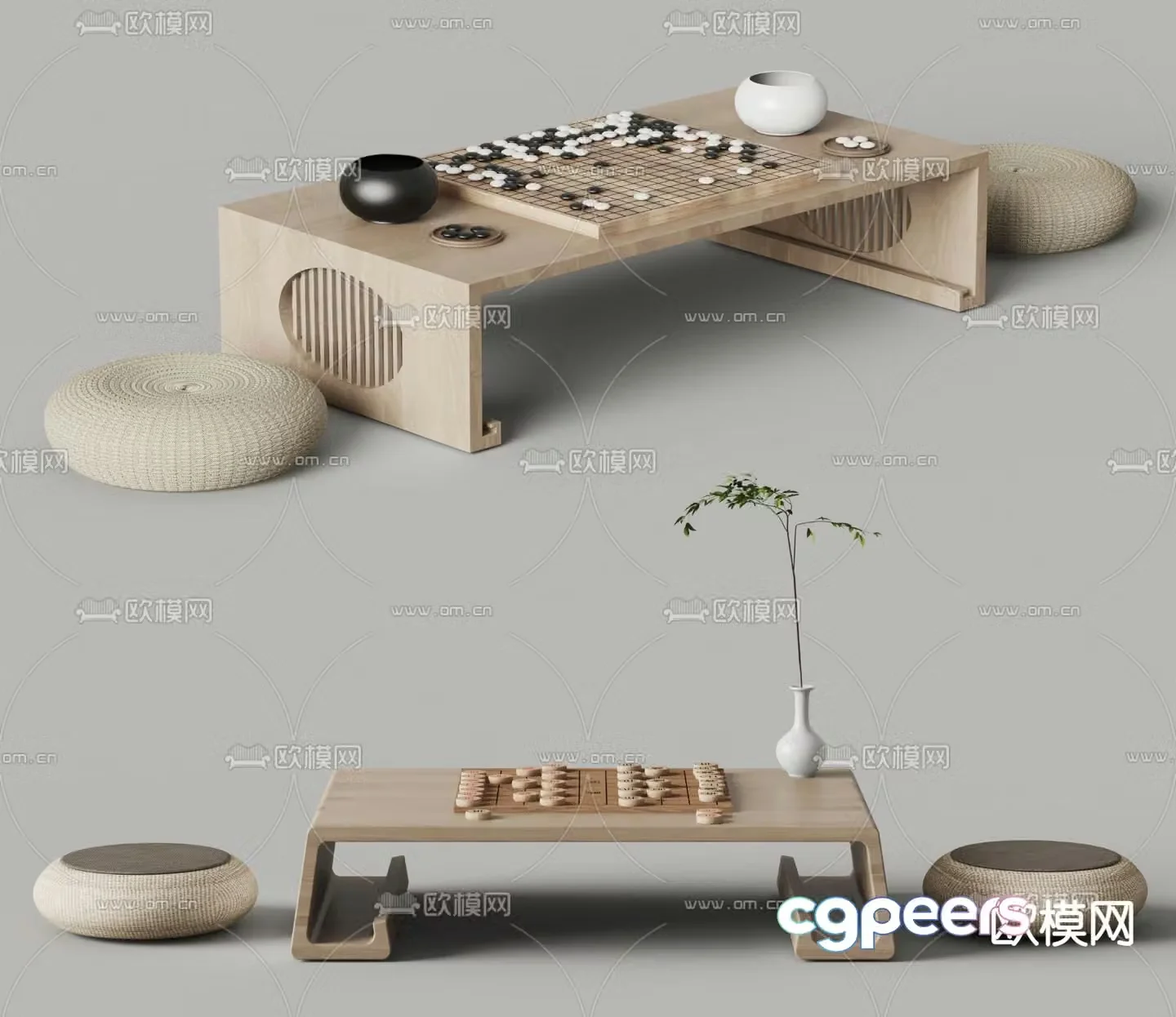 Tatami Go table Chess chess 3D model