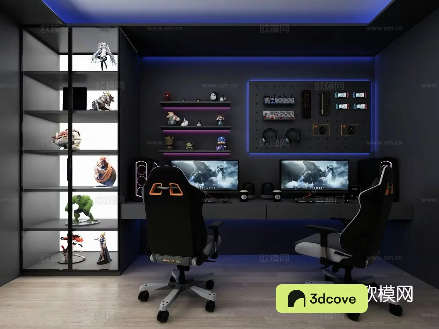Dark style gaming room
