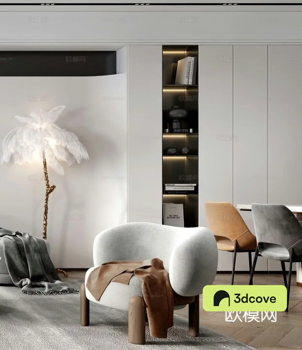 Creamy style leisure chair modern leisure chair floor lamp side table corner dining table simple