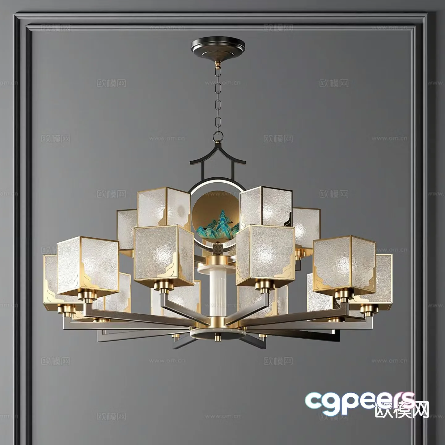 New Chinese style chandelier multi-head chandelier 3d model