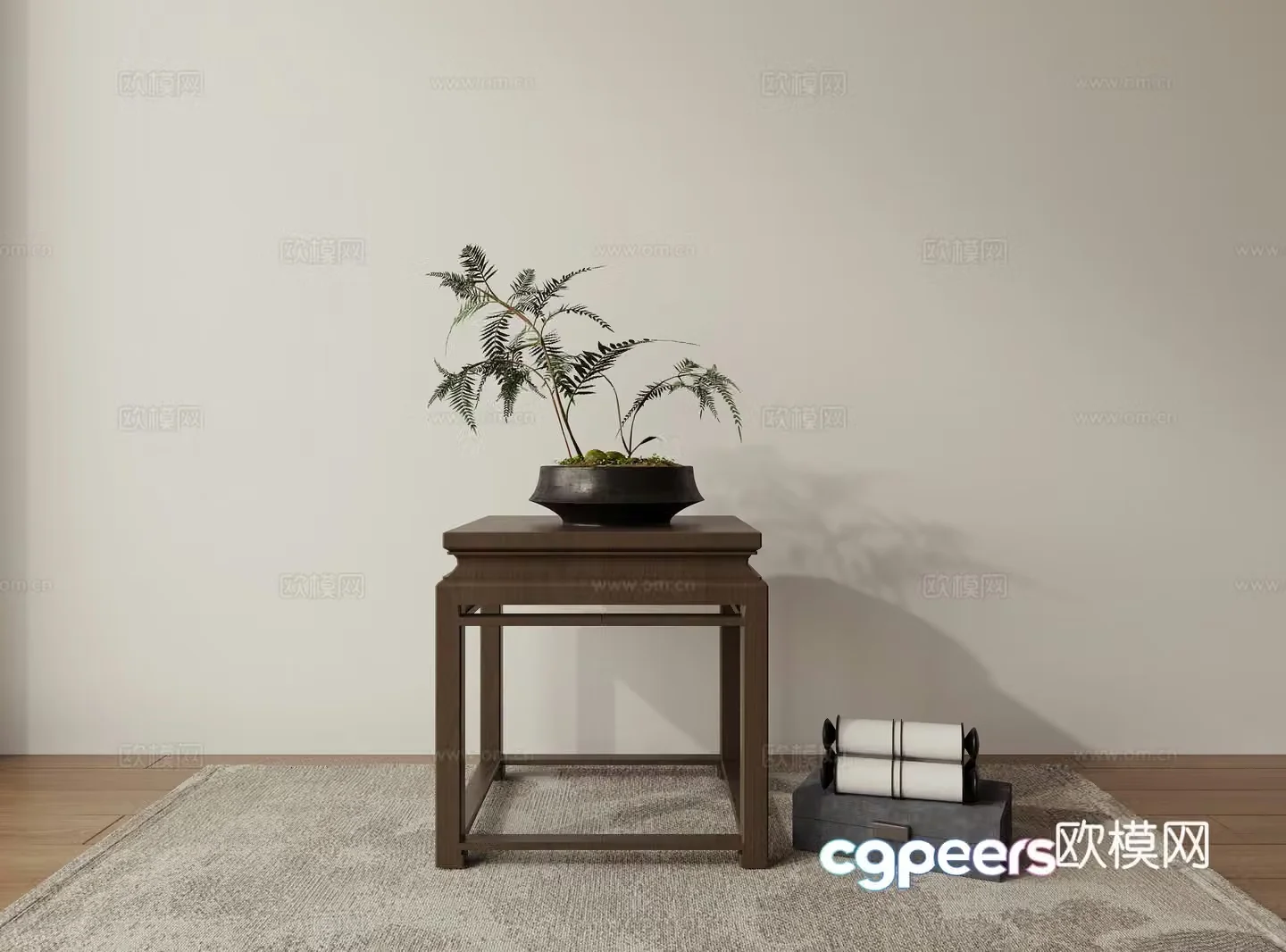 3D model of side bedside table
