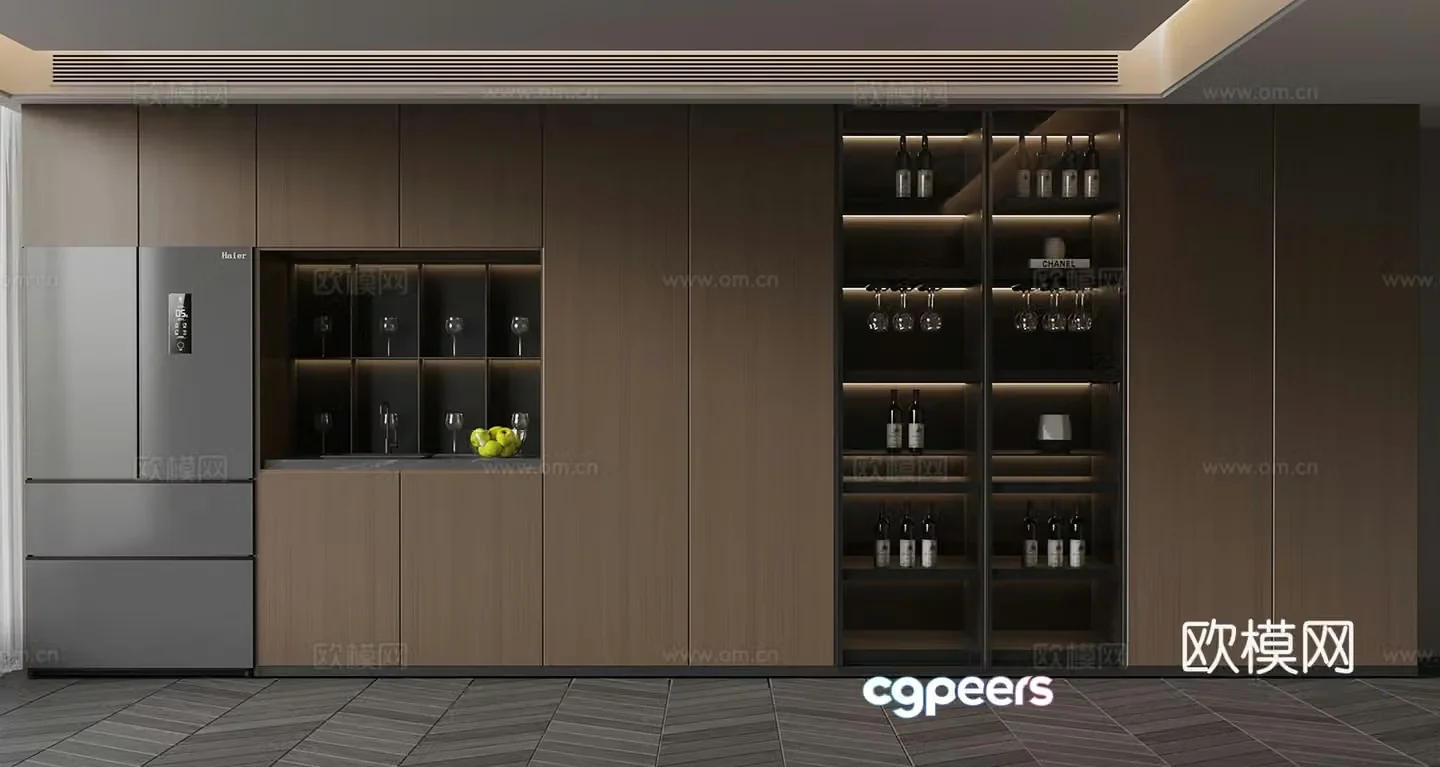 Italian minimalist wine cabinet red wine wine glass 3d model