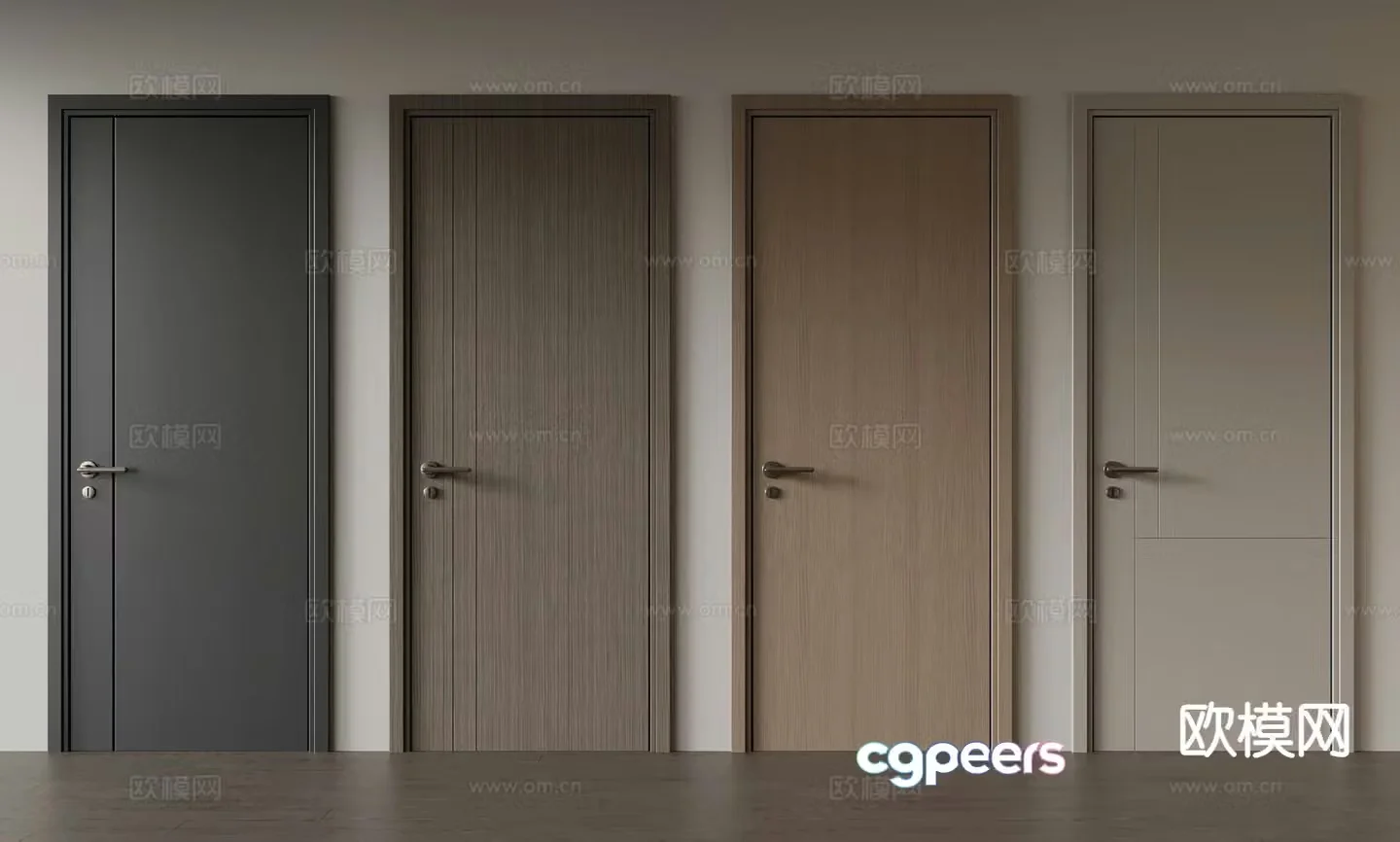 Modern single-open door interior door wooden door 3d model