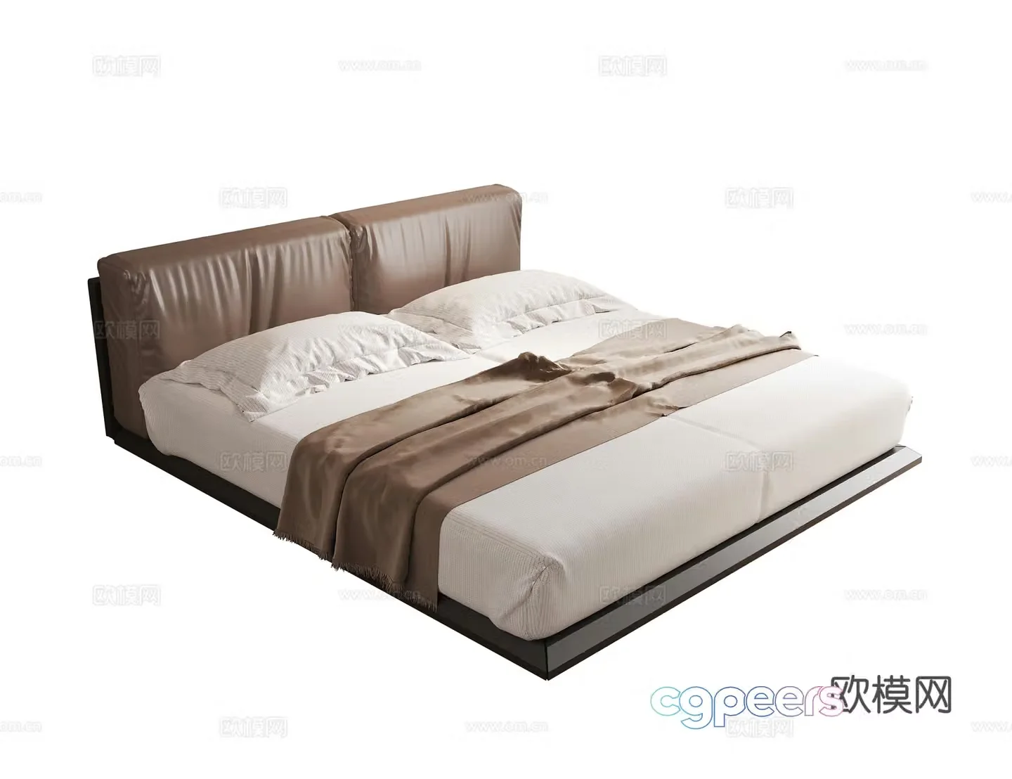 Modern double bed Leather double bed Master bedroom Secondary bed Senior bed 3D model